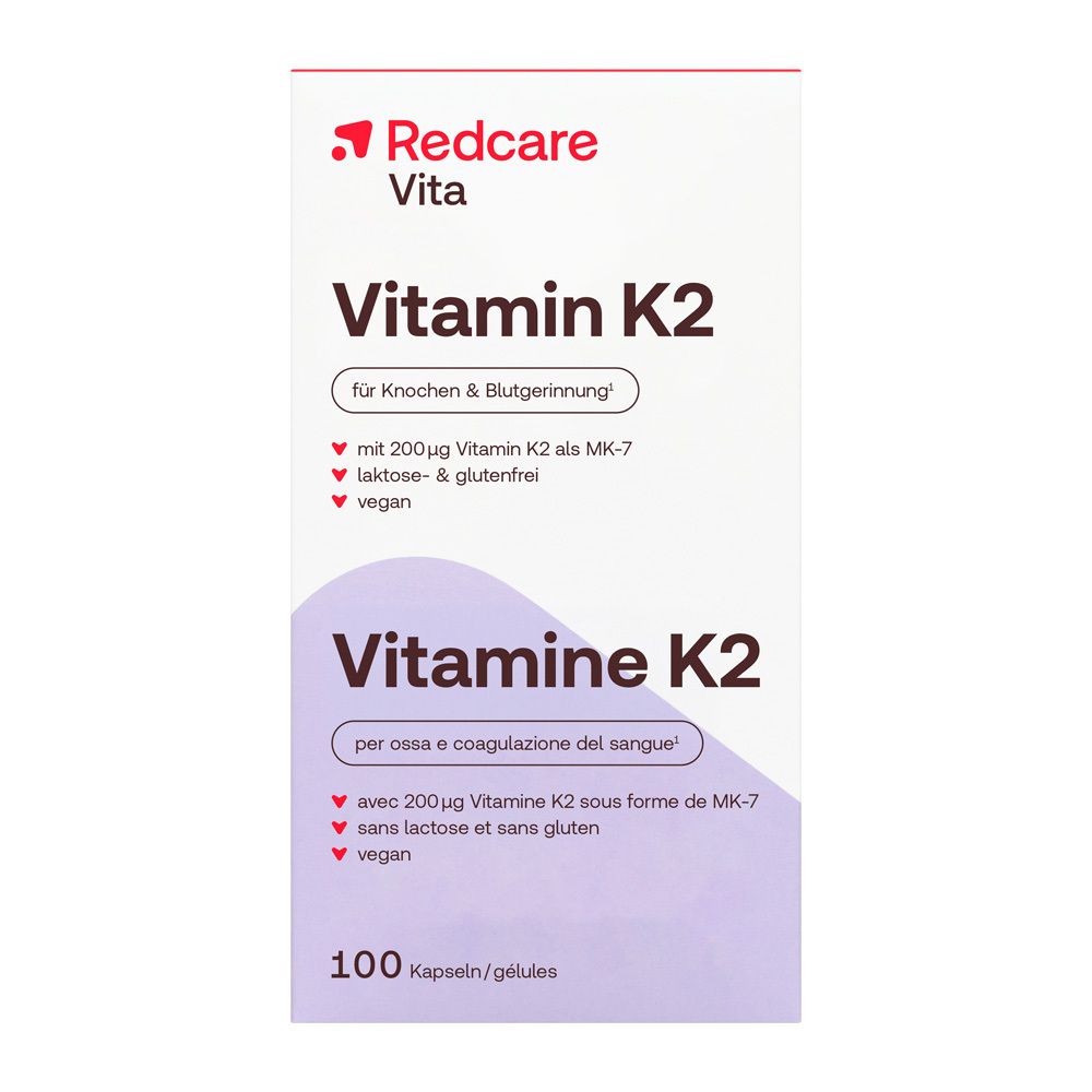 Emballage de capsules Redcare Vita Vitamine K2, 100 pièces.