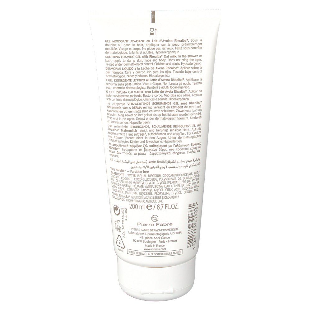 A-Derma Avoine Rhealba gel moussant