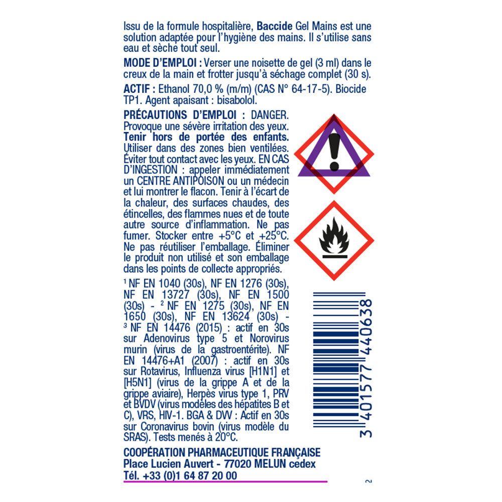 BACCIDE Gel Hydroalcoolique 75ML BLEU
