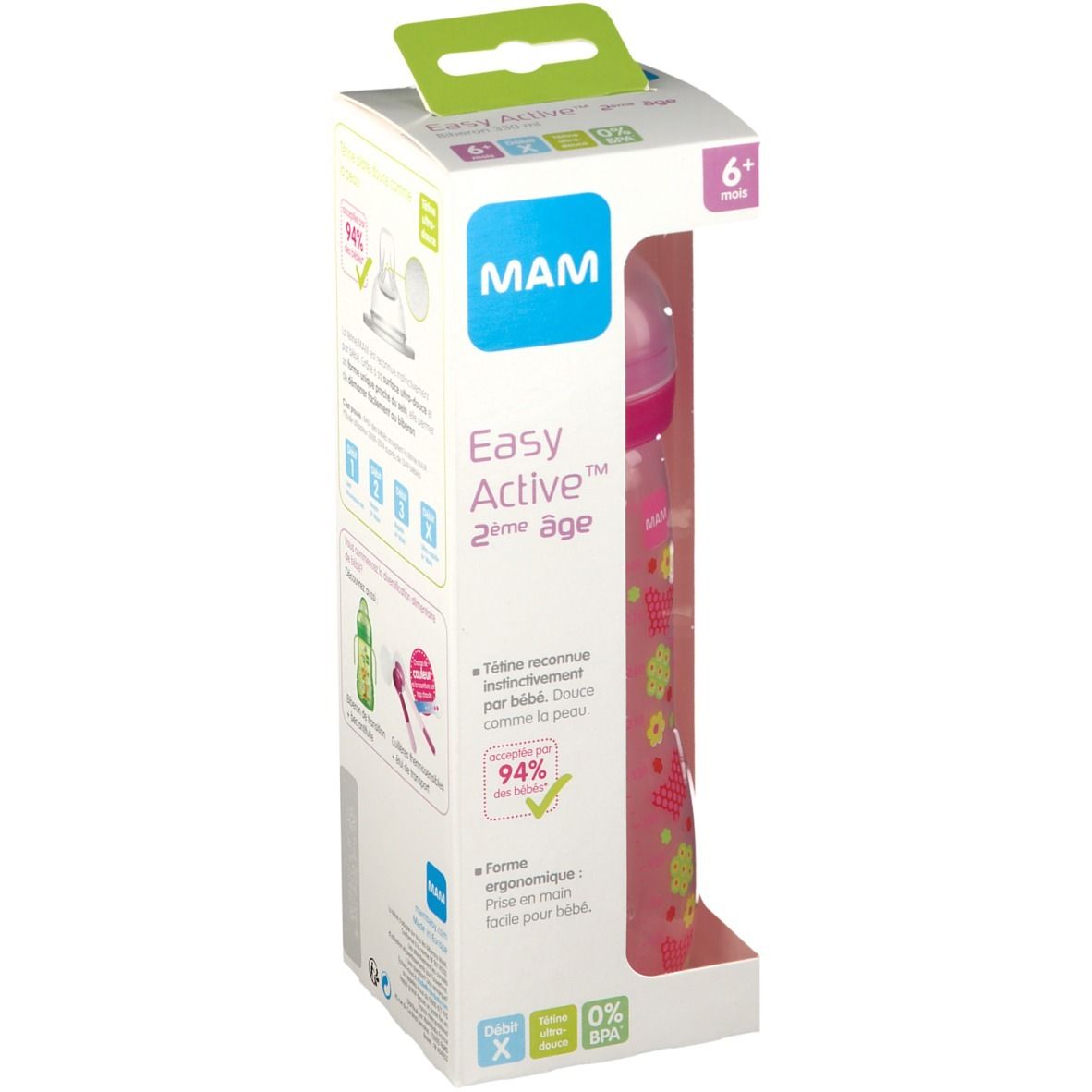 MAM Biberon 330ml +6 mois Rose 1 pc(s) - Redcare Pharmacie