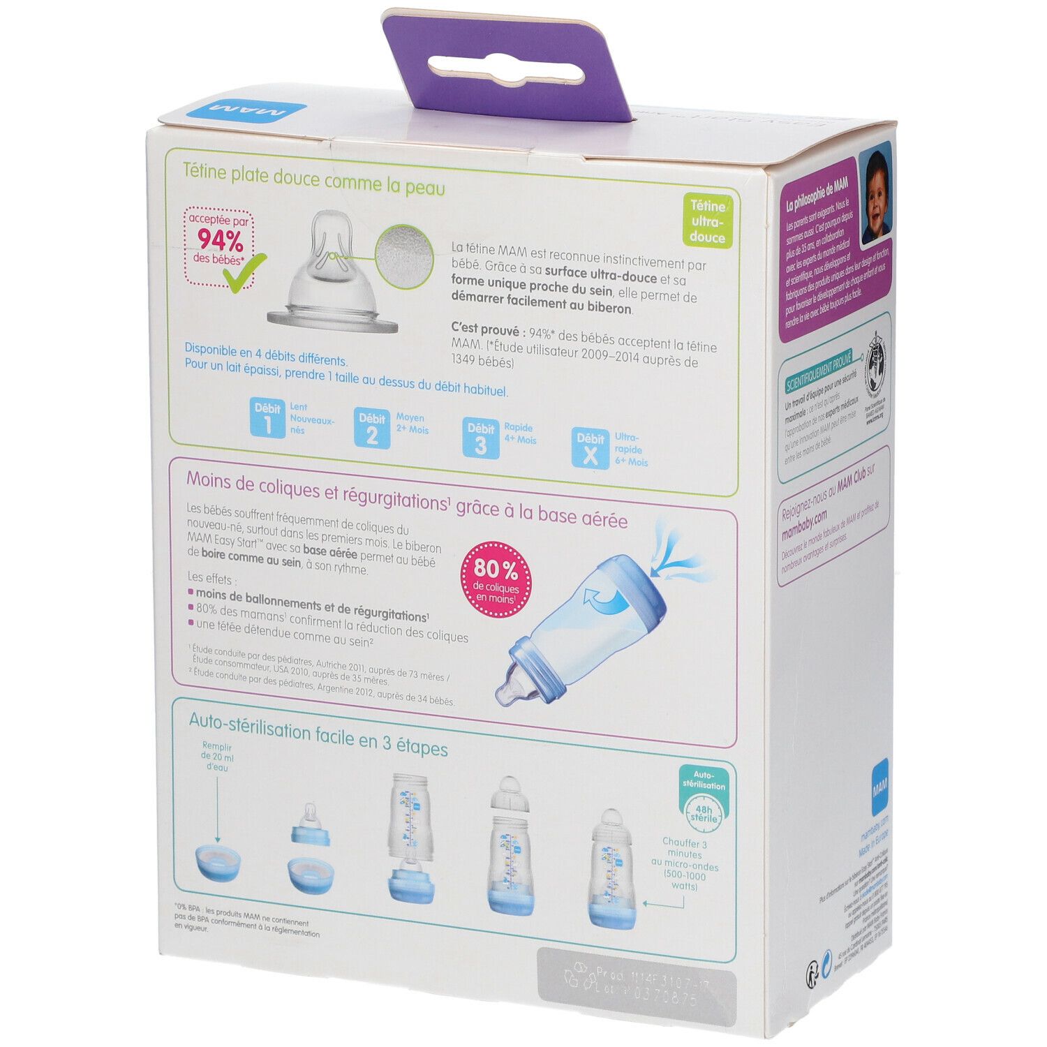MAM Biberon anti-colique 260 ml de 0 à 6 mois motif Vert 1 pc(s) - Redcare  Pharmacie