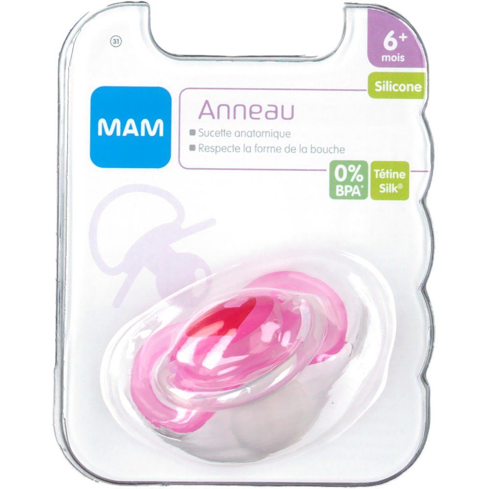 MAM Sucette anatomique - Anneau silicone (+6 mois)