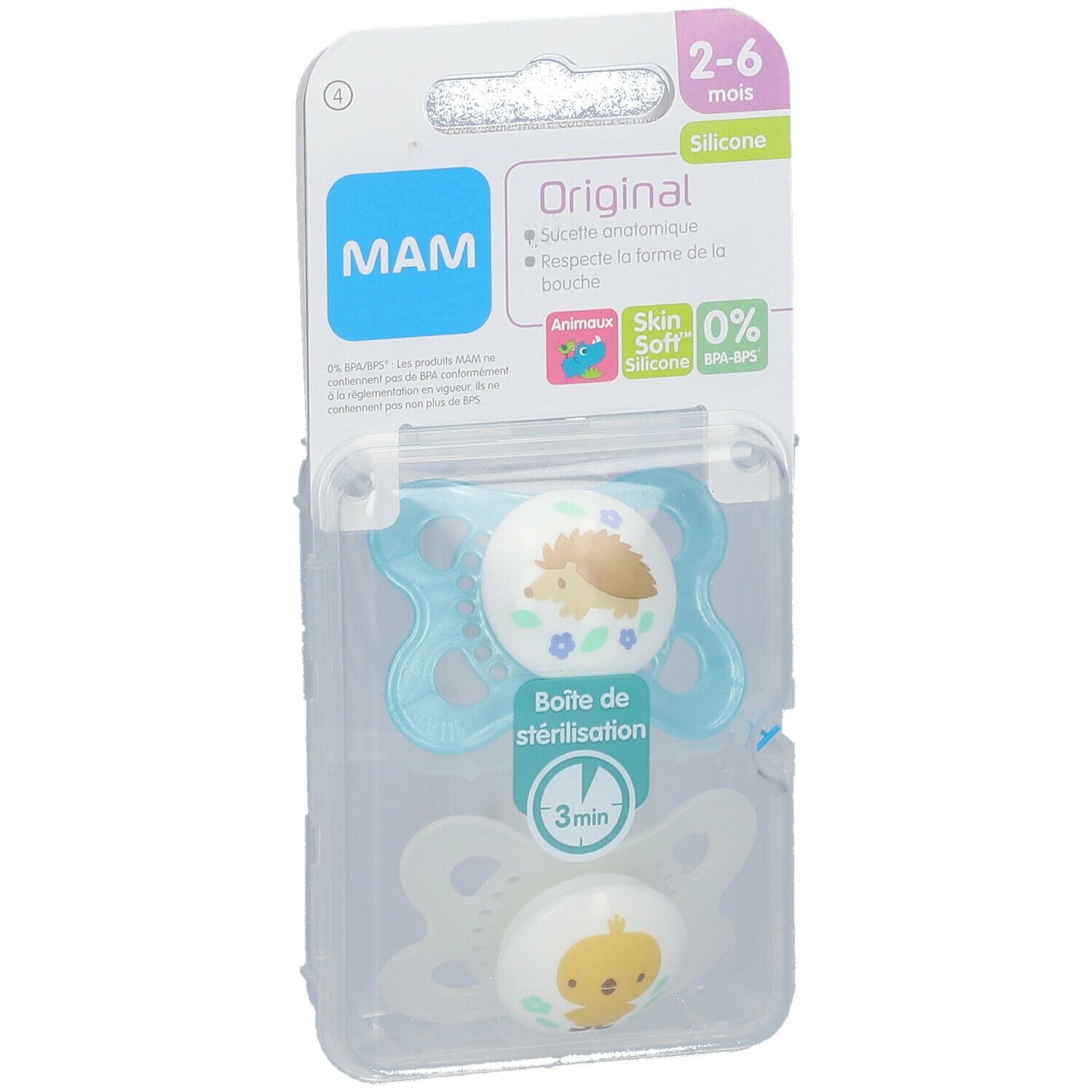 MAM Sucette anatomique silicone 2 à 6 mois (Couleur non sélectionnable)