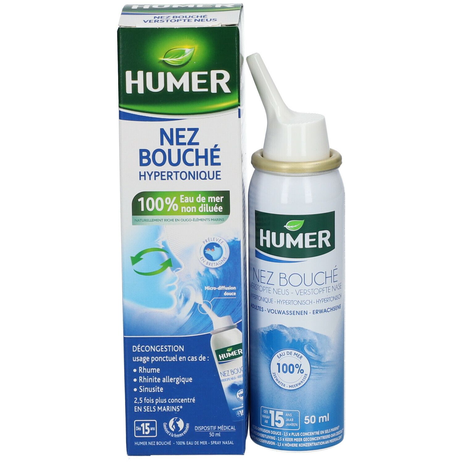 Humer Nez Bouché Spray Nasal 100% Eau De Mer Adulte 50ml