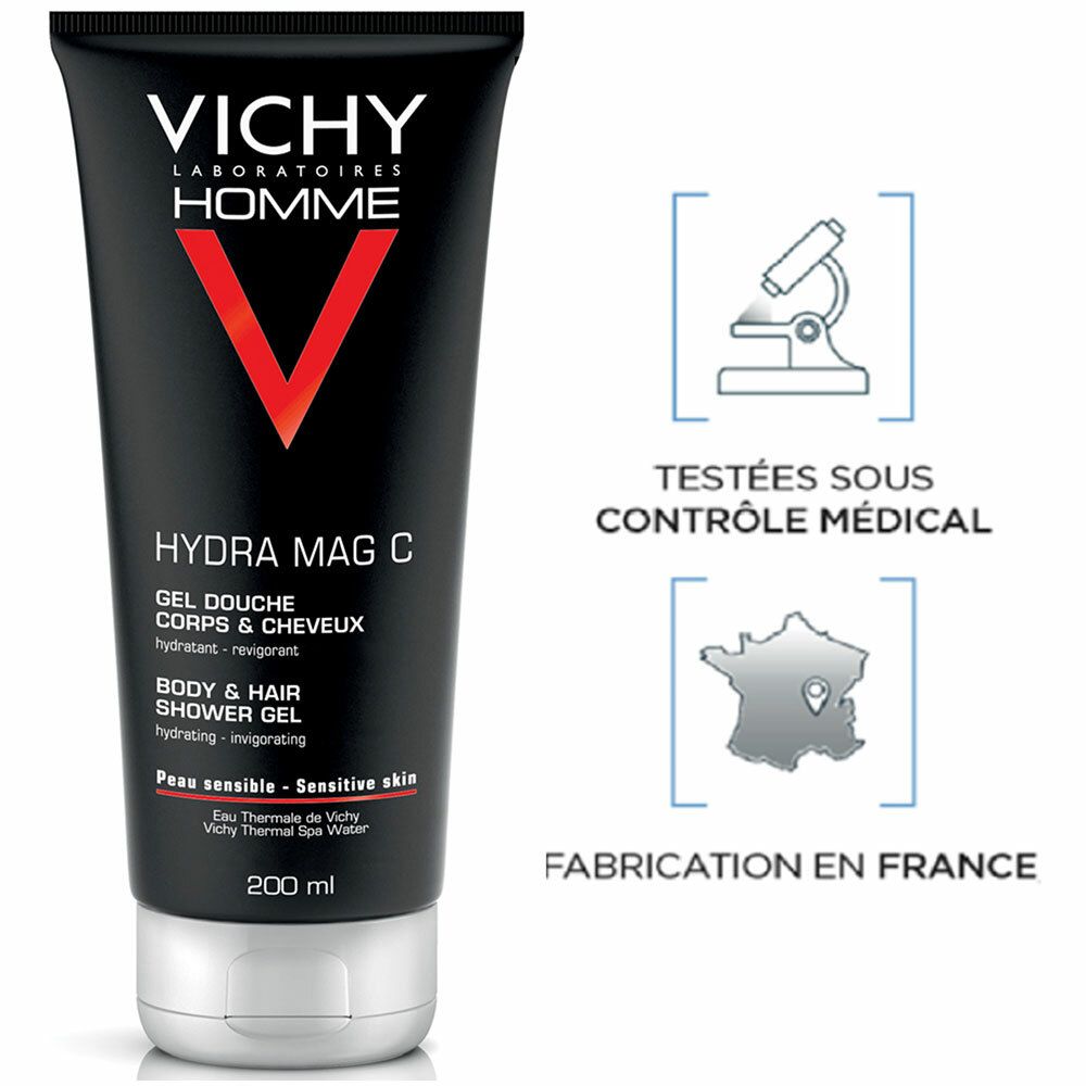 VICHY Homme HYDRA MAG-C Gel-Douche Hydratant Revigorant