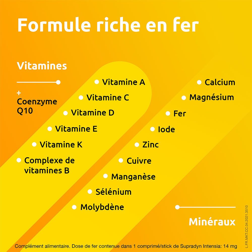 Supradyn Intensia  Multivitamines et Minéraux  aide à réduire la fatigue