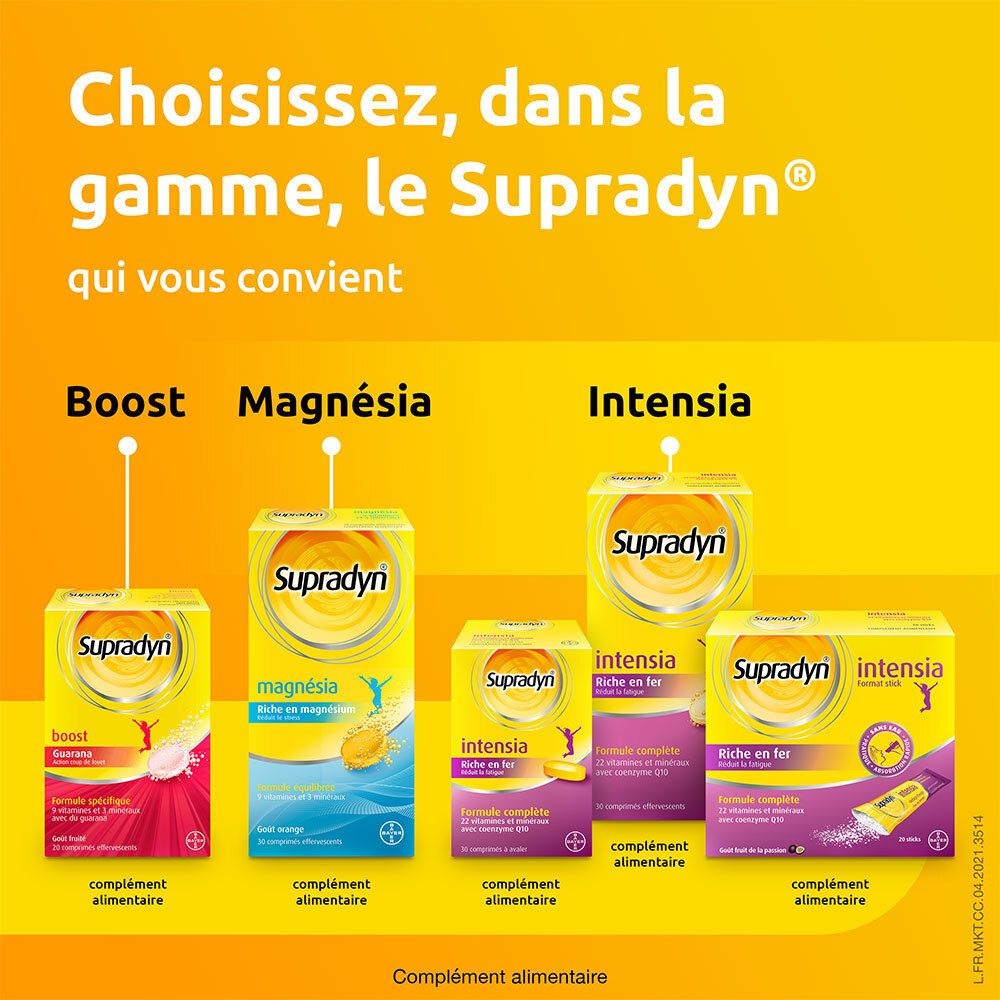 Supradyn Intensia  Multivitamines et Minéraux  aide à réduire la fatigue