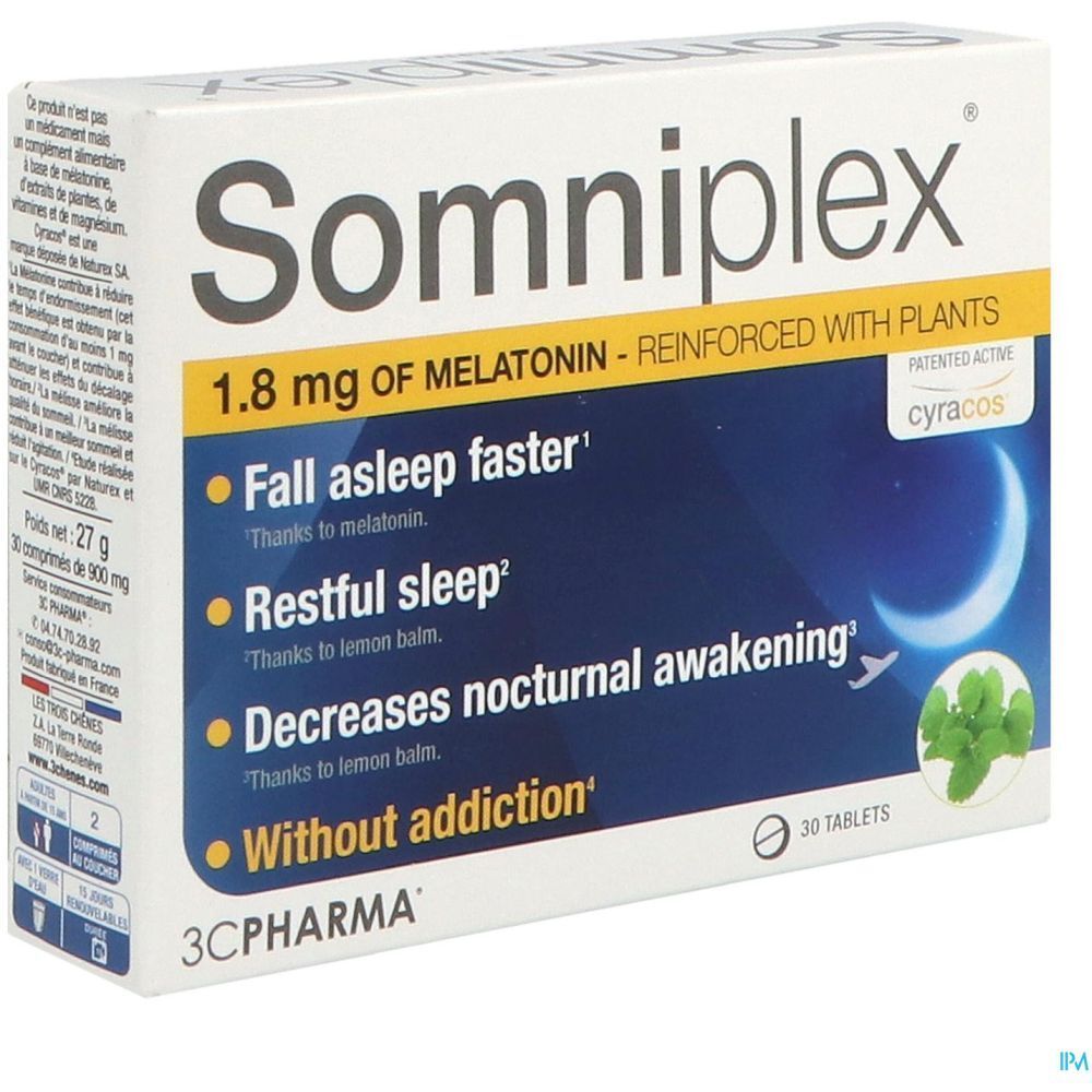 Somniplex 1,8 mg de Mélatonine Renforcé avec des Plantes