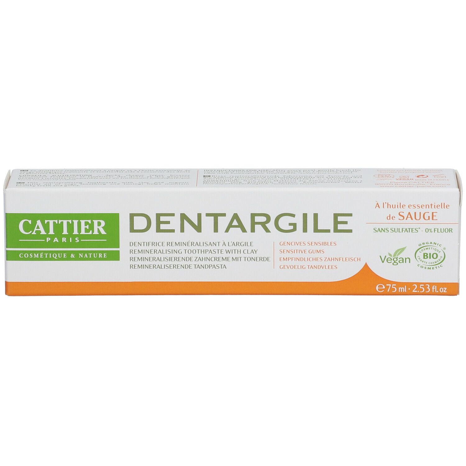 Cattier Dentargile dentifrice sauge bio