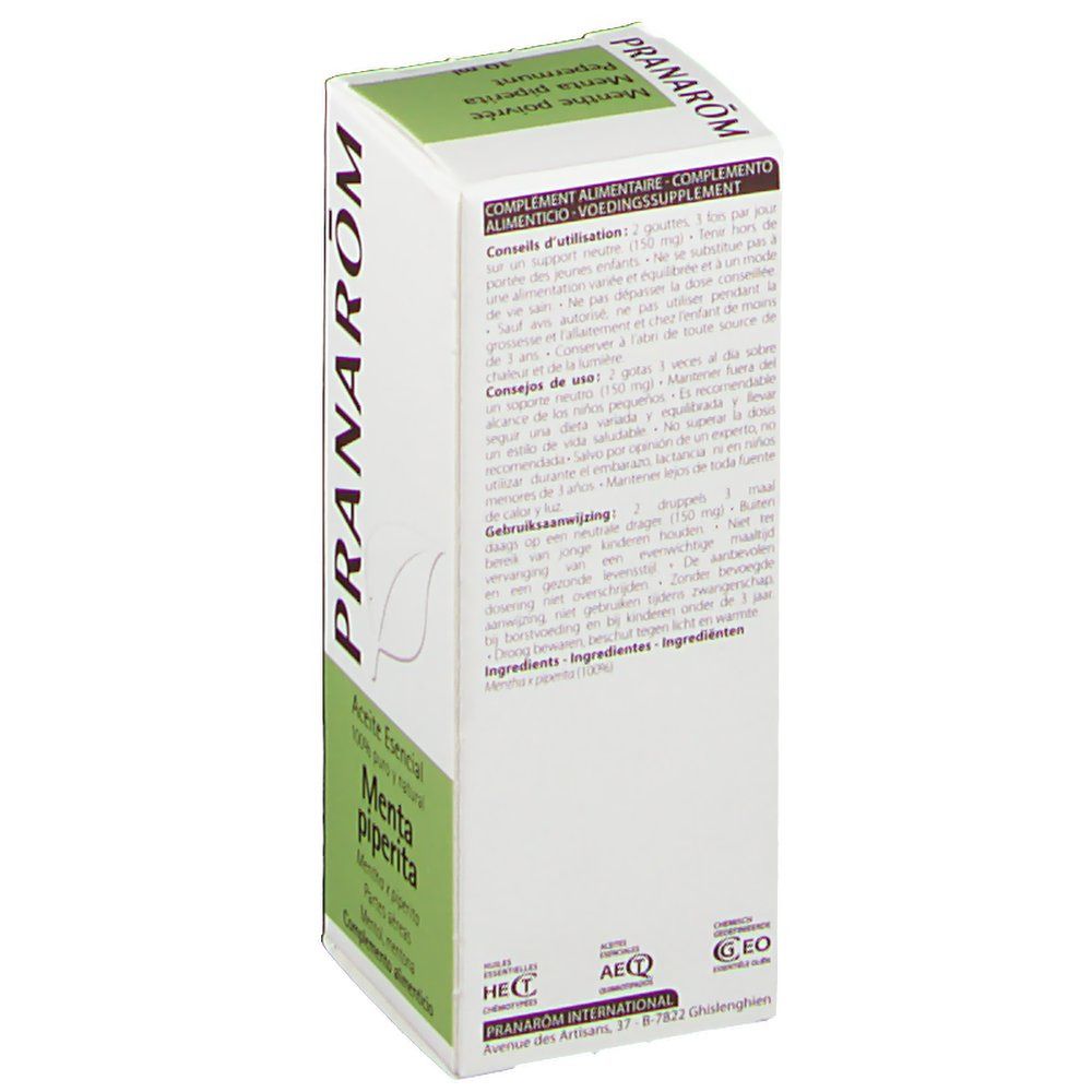 Pranarom huile essentielle menthuile essentielle poicrée (mentha x piperita)