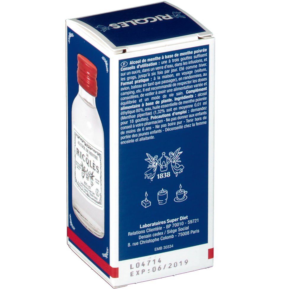 Ricqles alcool de menthe 100 ml - Redcare Pharmacie