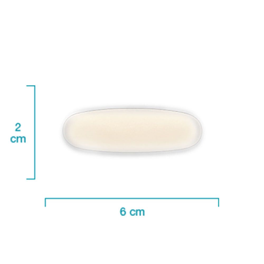 Ampoule Compeed individuelle. Ovale, beige, 6 cm de long, 2 cm de large. Sans emballage.