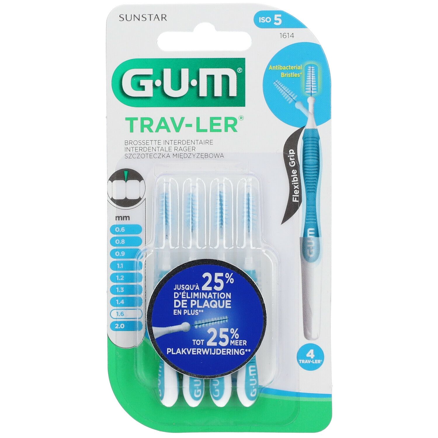 Gum® Proxabrush Trav-ler brossette interdentaire 1.6 mm