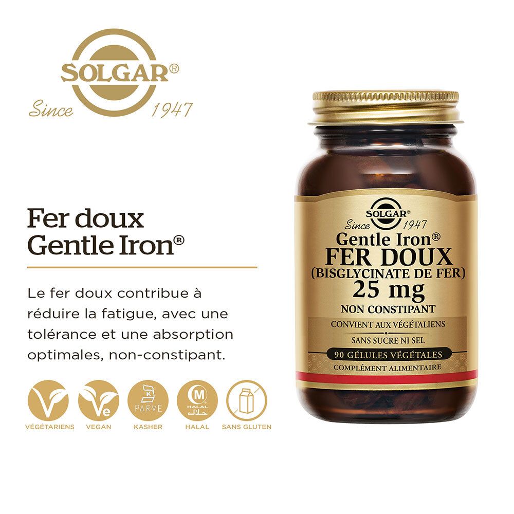 Image du produit avec texte. Marque Solgar, nom du produit et logos.