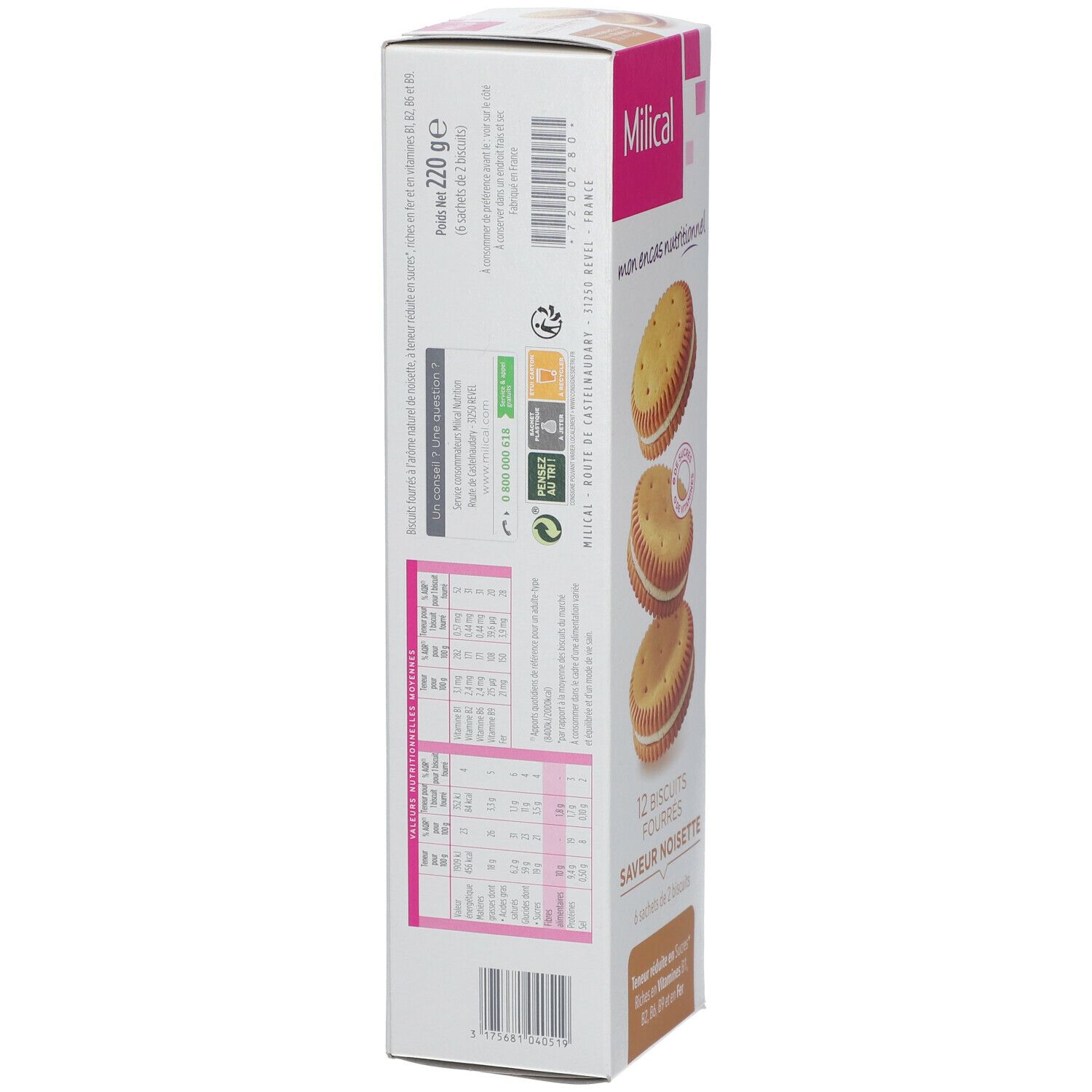 Milical Nutrition Biscuits fourrés Noisette