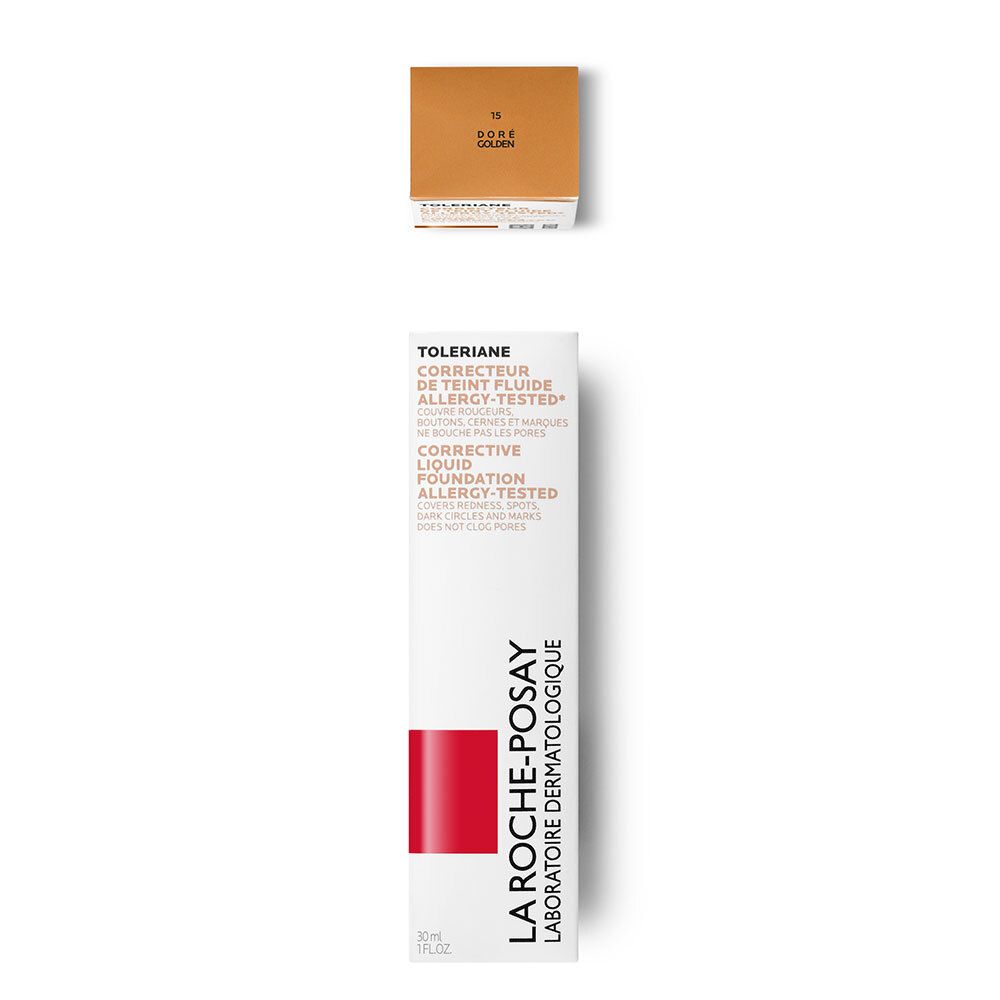 Toleriane Correcteur de teint fluide et boîte. Teinte 15. La Roche-Posay.