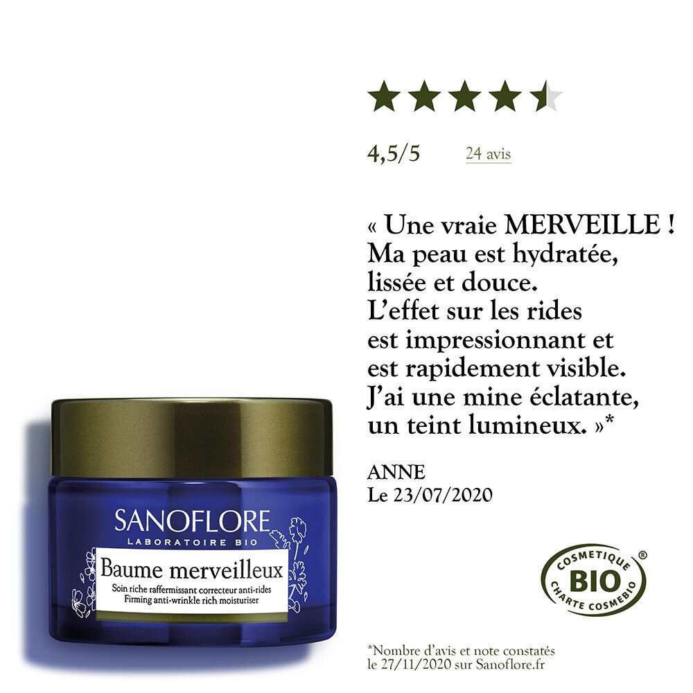 SANOFLORE Merveilleuse baume anti-rides certifié Bio 50ml