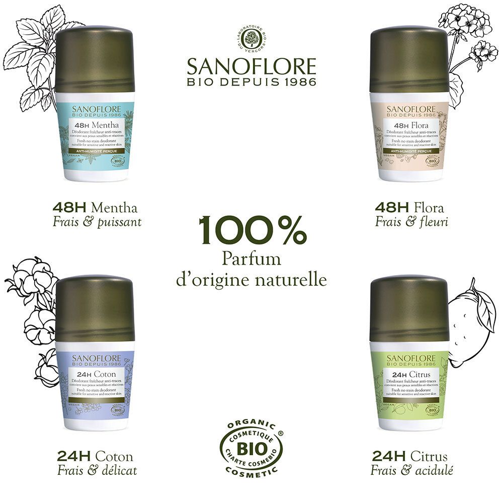 SANOFLORE Déodorant Coton efficacité 24h certifié bio 50ml