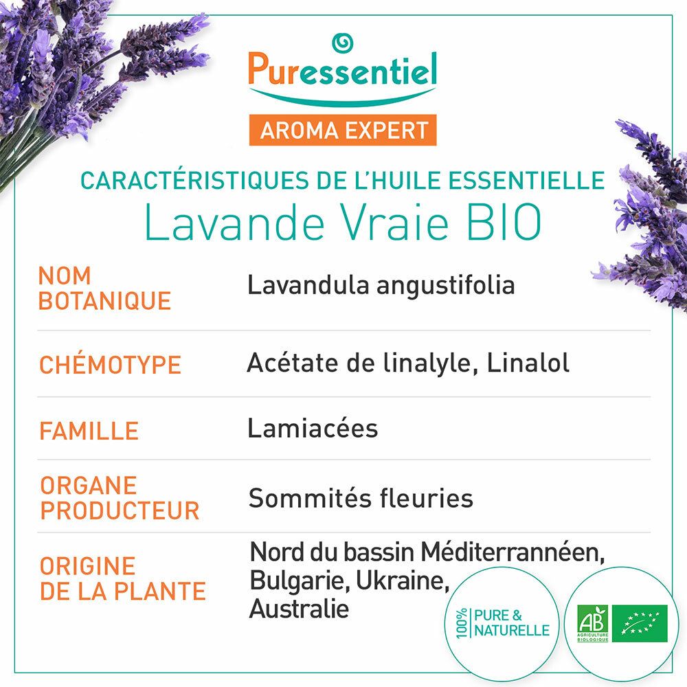 PURESSENTIEL BIO HUILE ESSENTIELLE DE LAVANDIN SUPER 10 ML - Huiles  essentielles Bio - Pharmacie de Steinfort