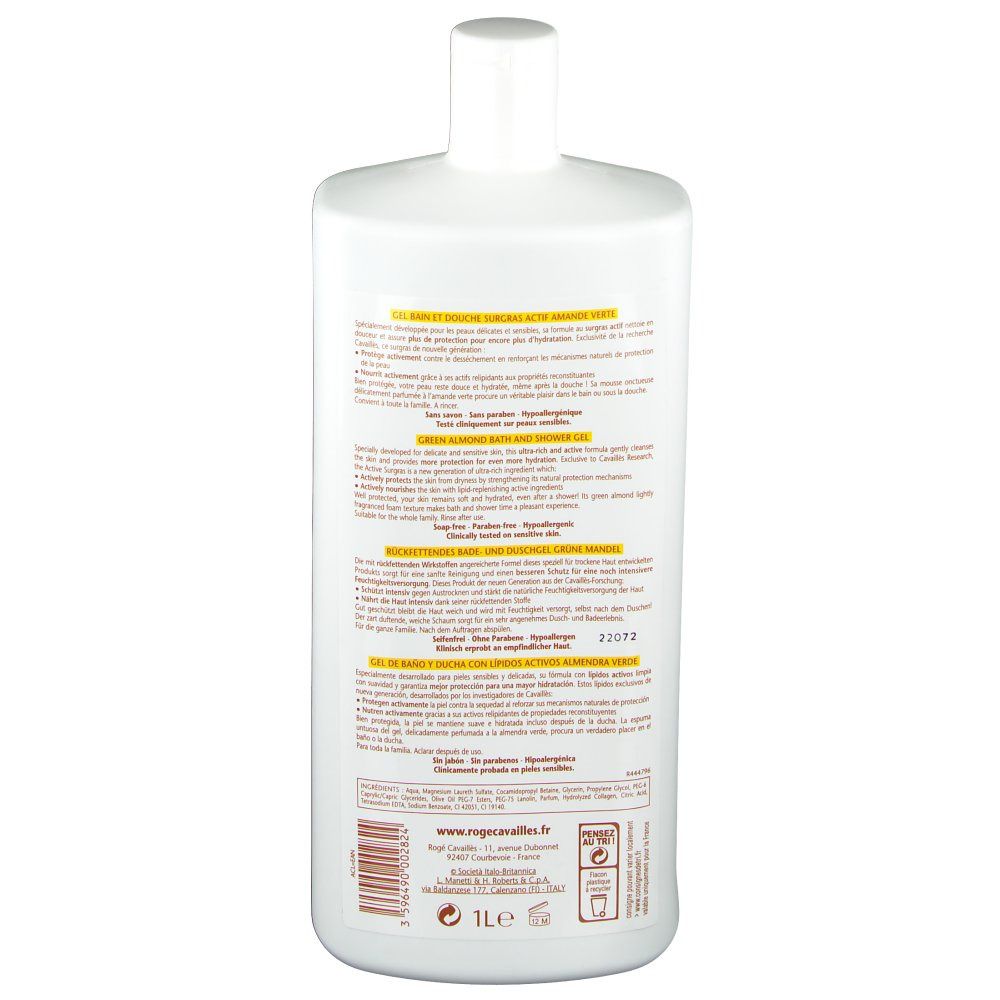 Rogé Cavaillès gel surgras bain et douche amande verte