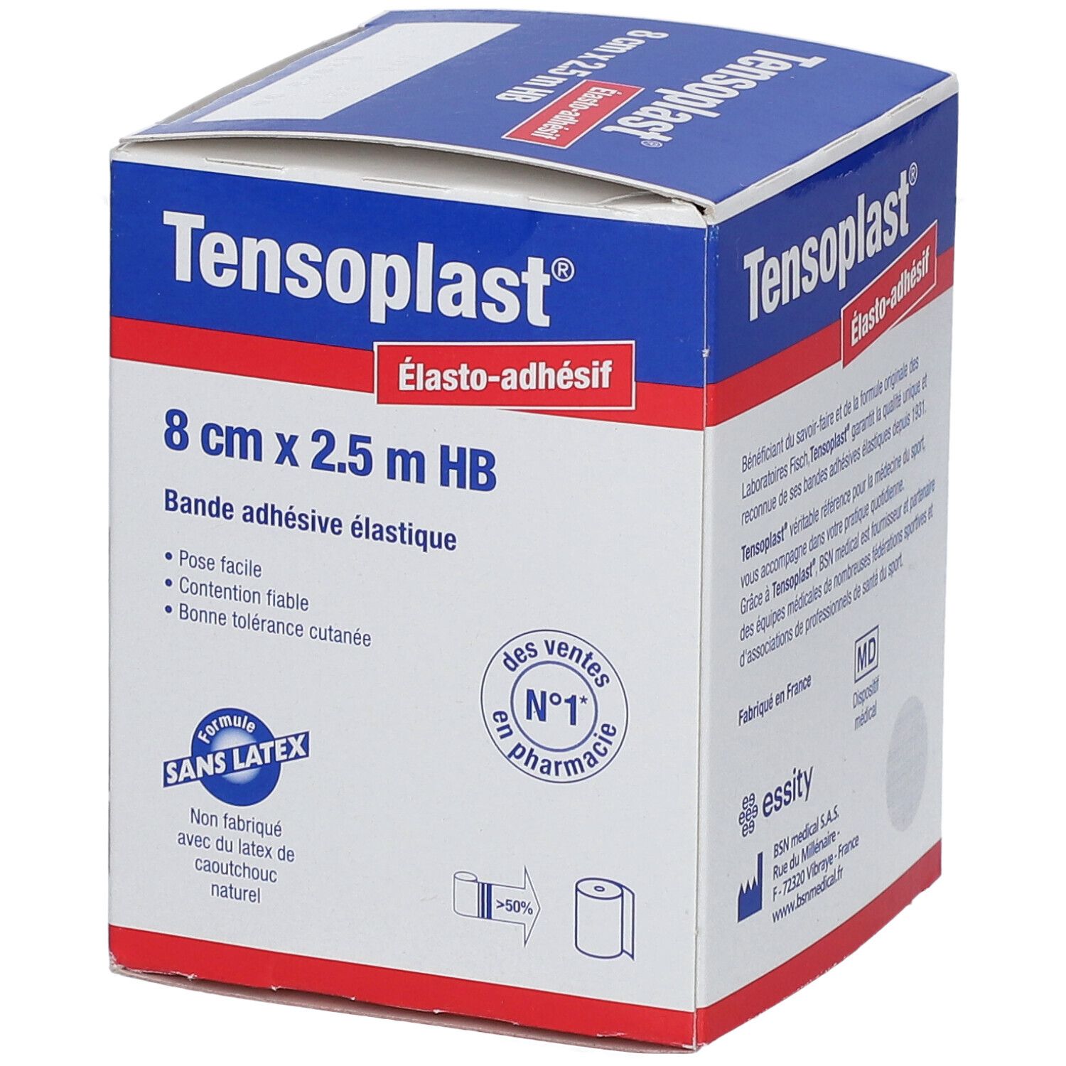 BSN Tensoplast® HB Bande adhésive élastique 8 cm x 2,5 m