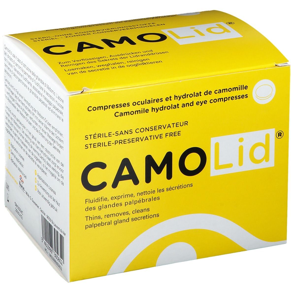 Camo Lid compresse ophtalmique avec solution