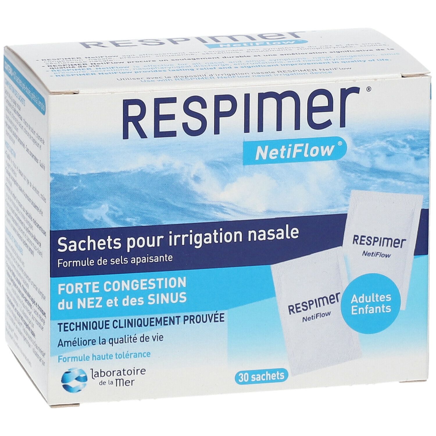 Respimer Netiflow Recharge pour Irrigation Nasale 30 Sachets