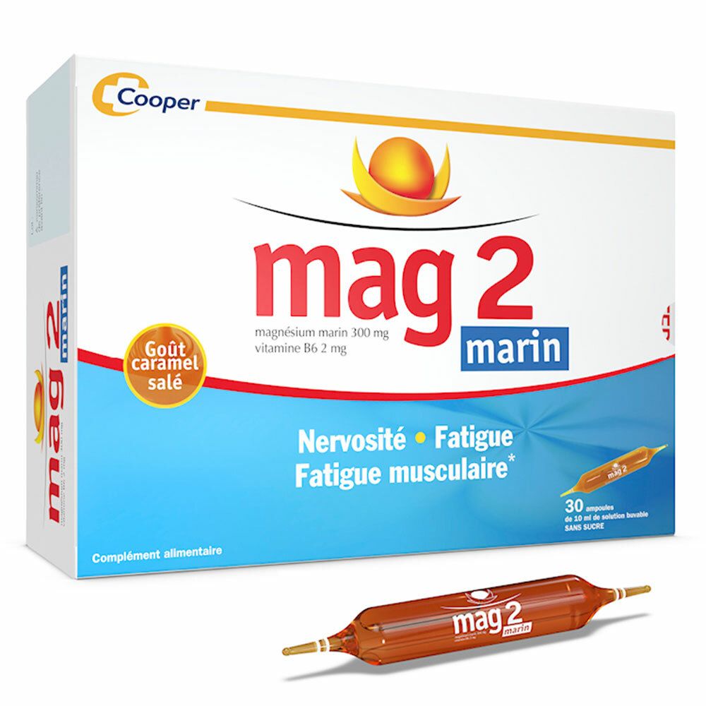 MAG 2 Marin, complément alimentaire au magnésium - 30 ampoules buvables