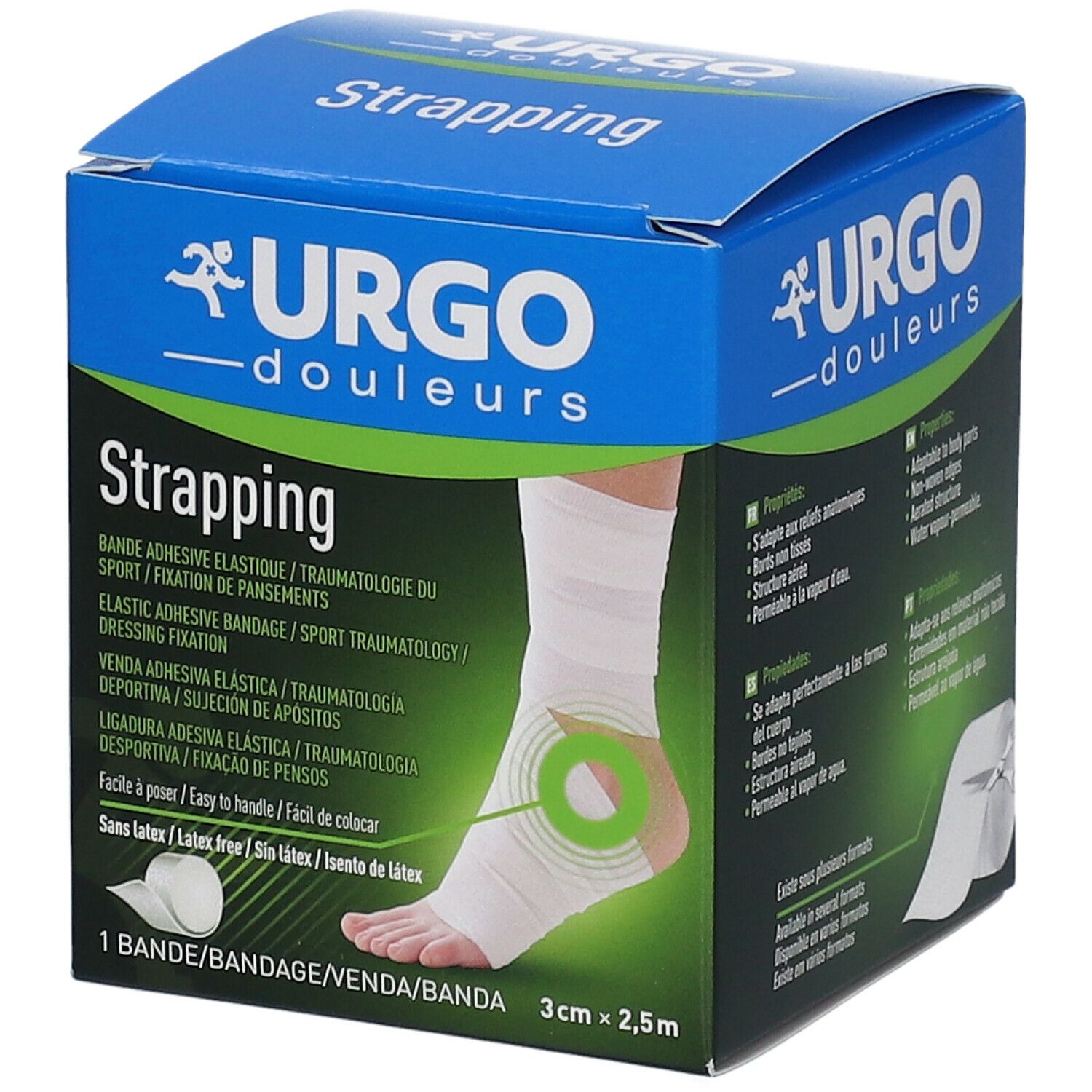 URGO Strapping Bande élastique adhésive de contention 2,5 m x 3 cm 1 pc(s)  - Redcare Pharmacie