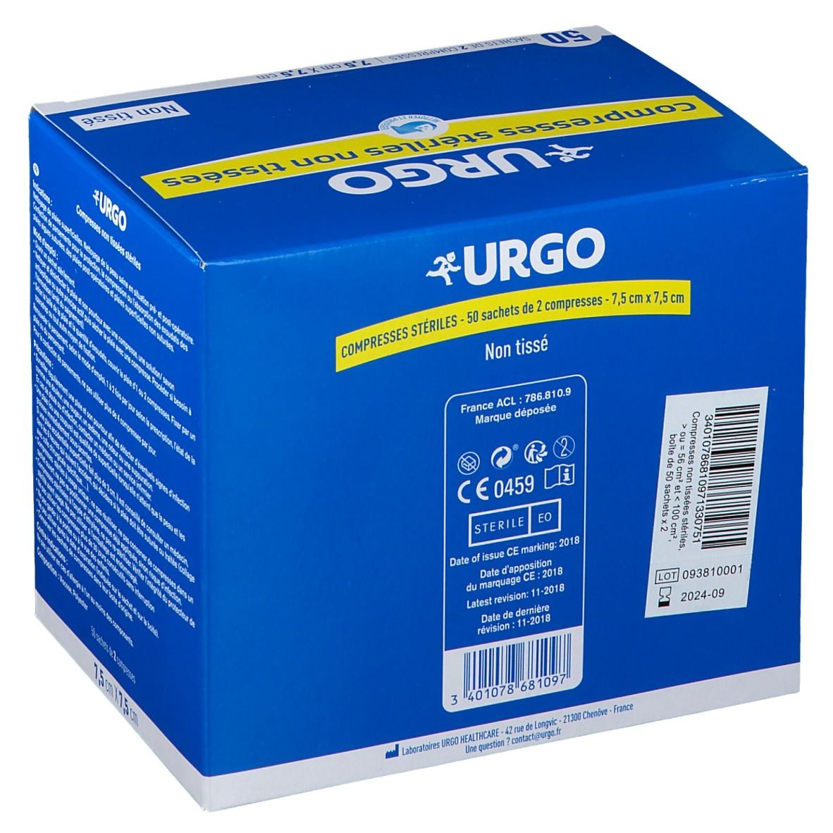 URGO Compresses stériles de gaze NT 7,5 cm x 7,5 cm