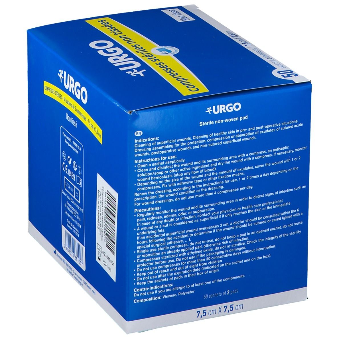 URGO Compresses stériles de gaze NT 7,5 cm x 7,5 cm