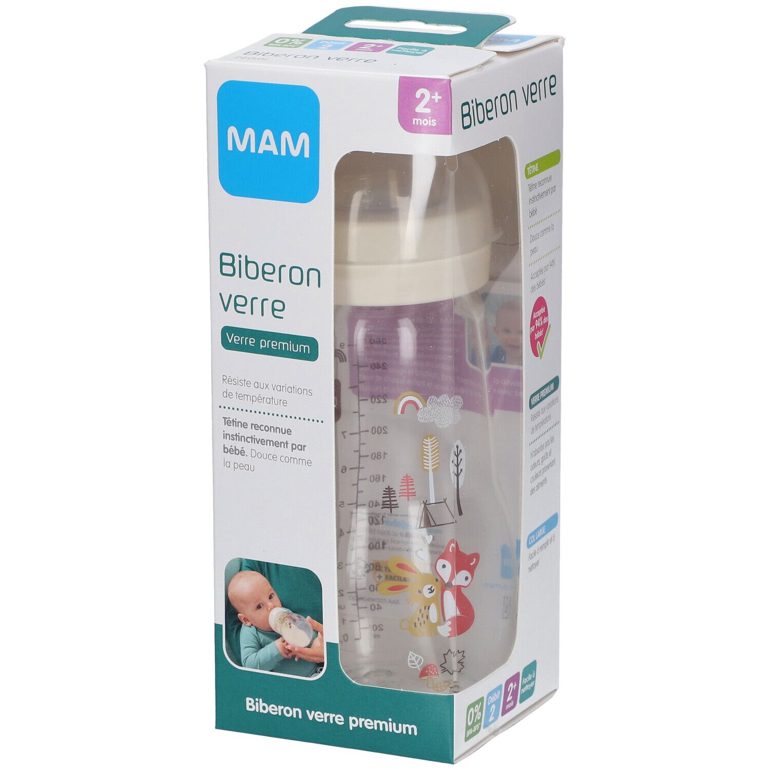 MAM Biberon 1er âge 260 ml verre motif maison 1 pc(s) - Redcare Pharmacie
