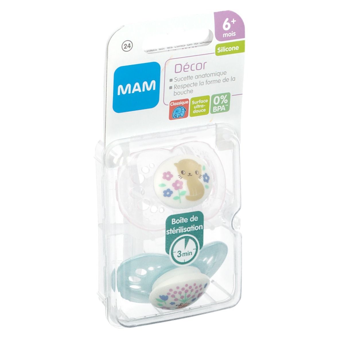 MAM Sucette anatomique silicone +6 mois (Couleur non sélectionnable)