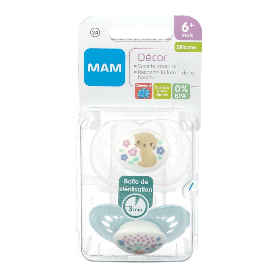 MAM Sucette anatomique silicone +6 mois (Couleur non sélectionnable)