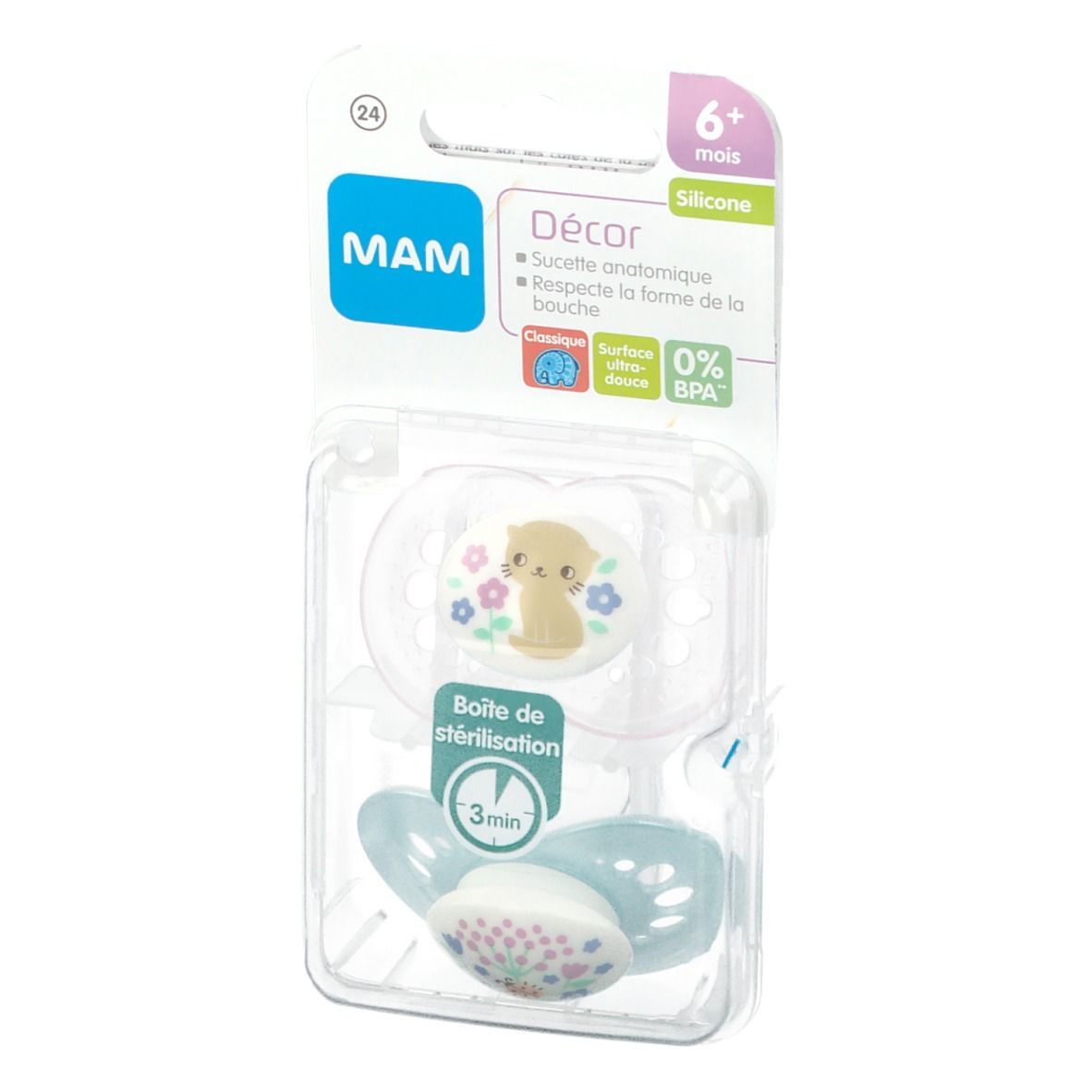 MAM Sucette anatomique silicone +6 mois (Couleur non sélectionnable)