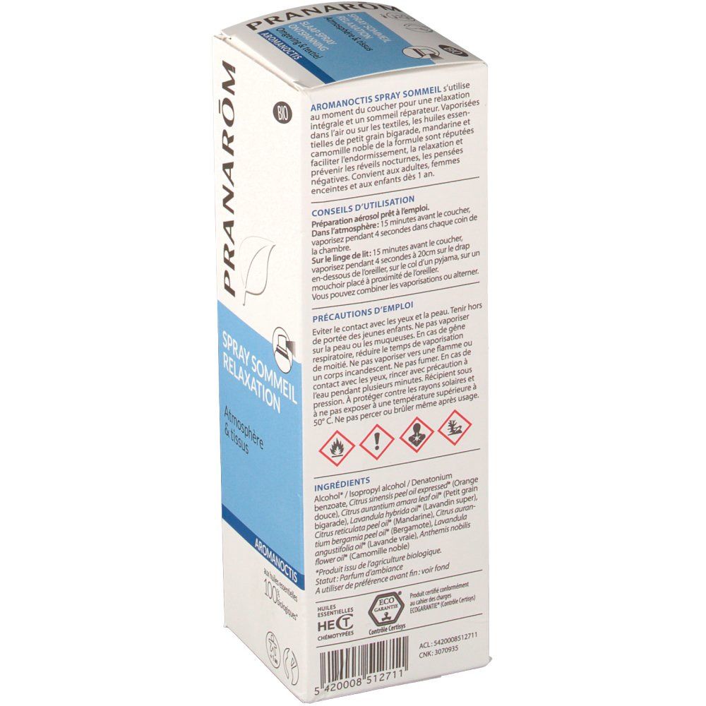 Pranarom Aromanoctis spray sommeil bio