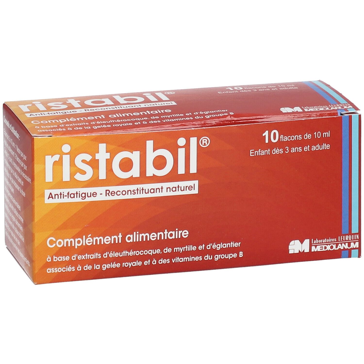 RISTABIL Solution Buvable 10x 10ml - Complément Alimentaire Anti Fatigue,  Reconstituant Naturel