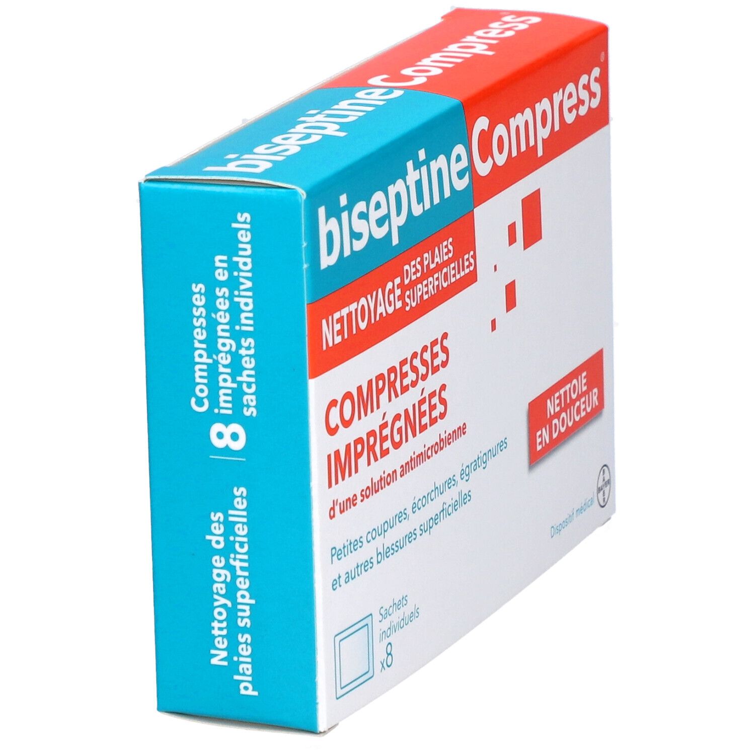 biseptineCompress® Compresses Imprégnées pour Nettoyage des Plaies Superficielles