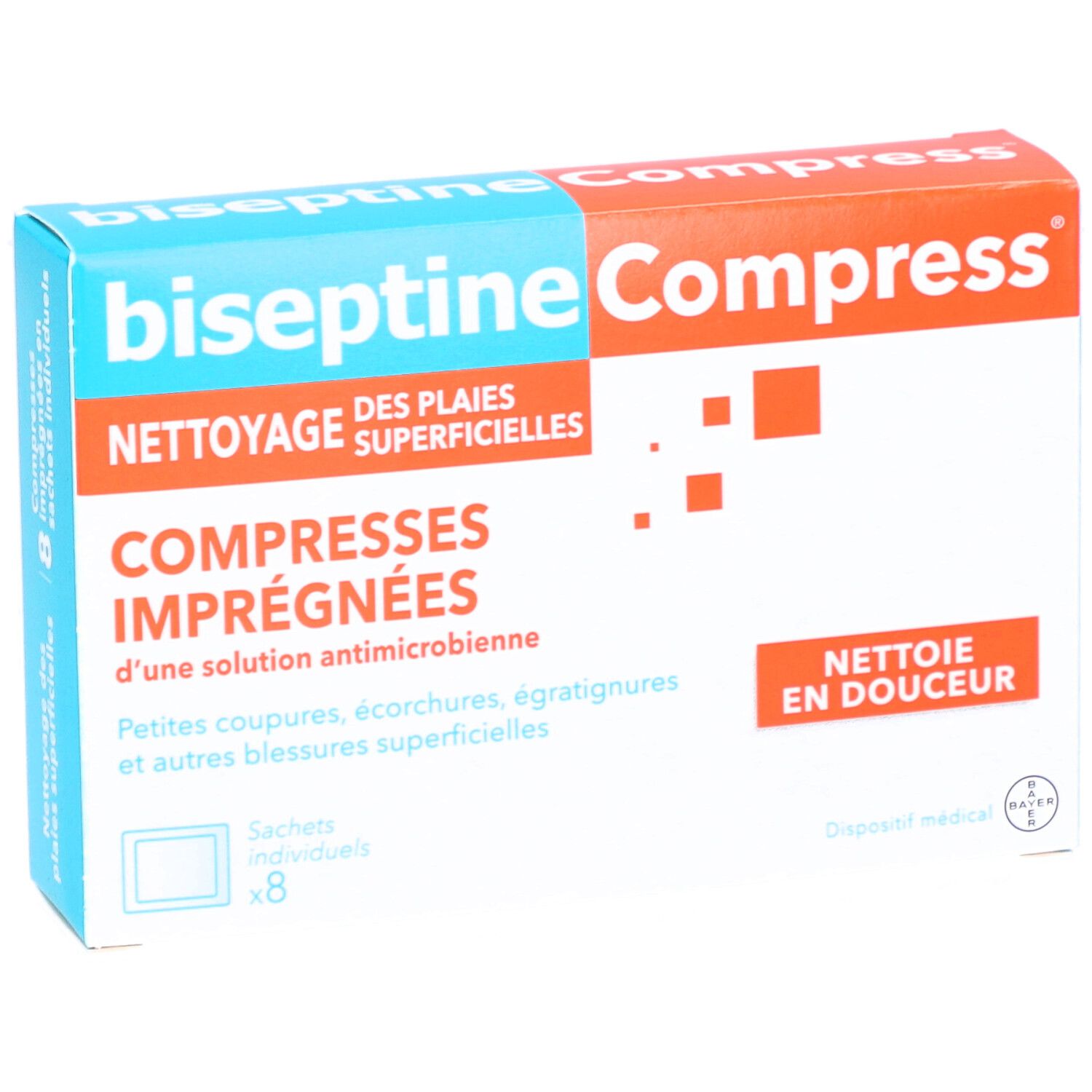 biseptineCompress® Compresses Imprégnées pour Nettoyage des Plaies Superficielles
