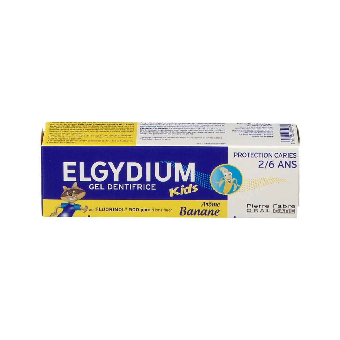 Elgydium Kids gel dentifrice caries banane