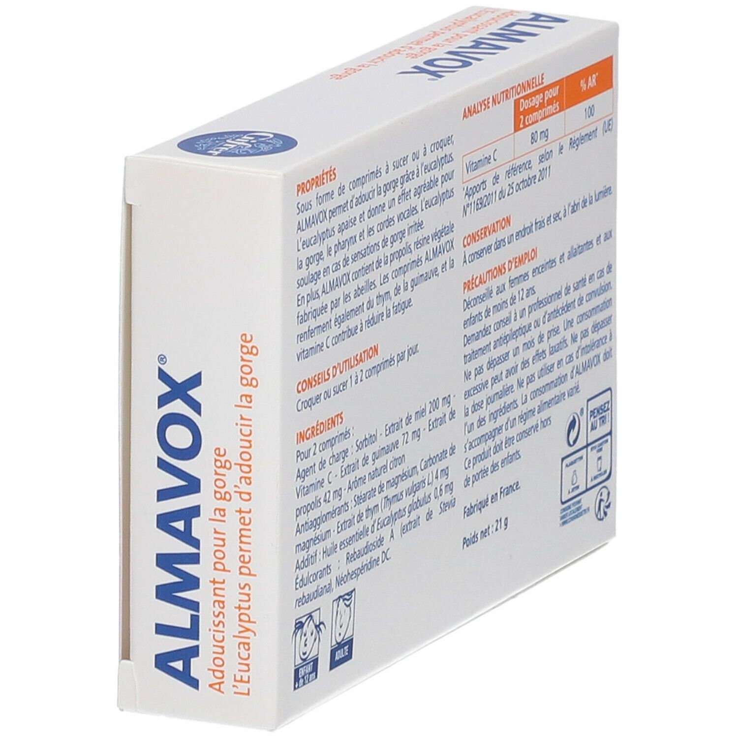 Almavox® adoucissant pour la gorge miel citron