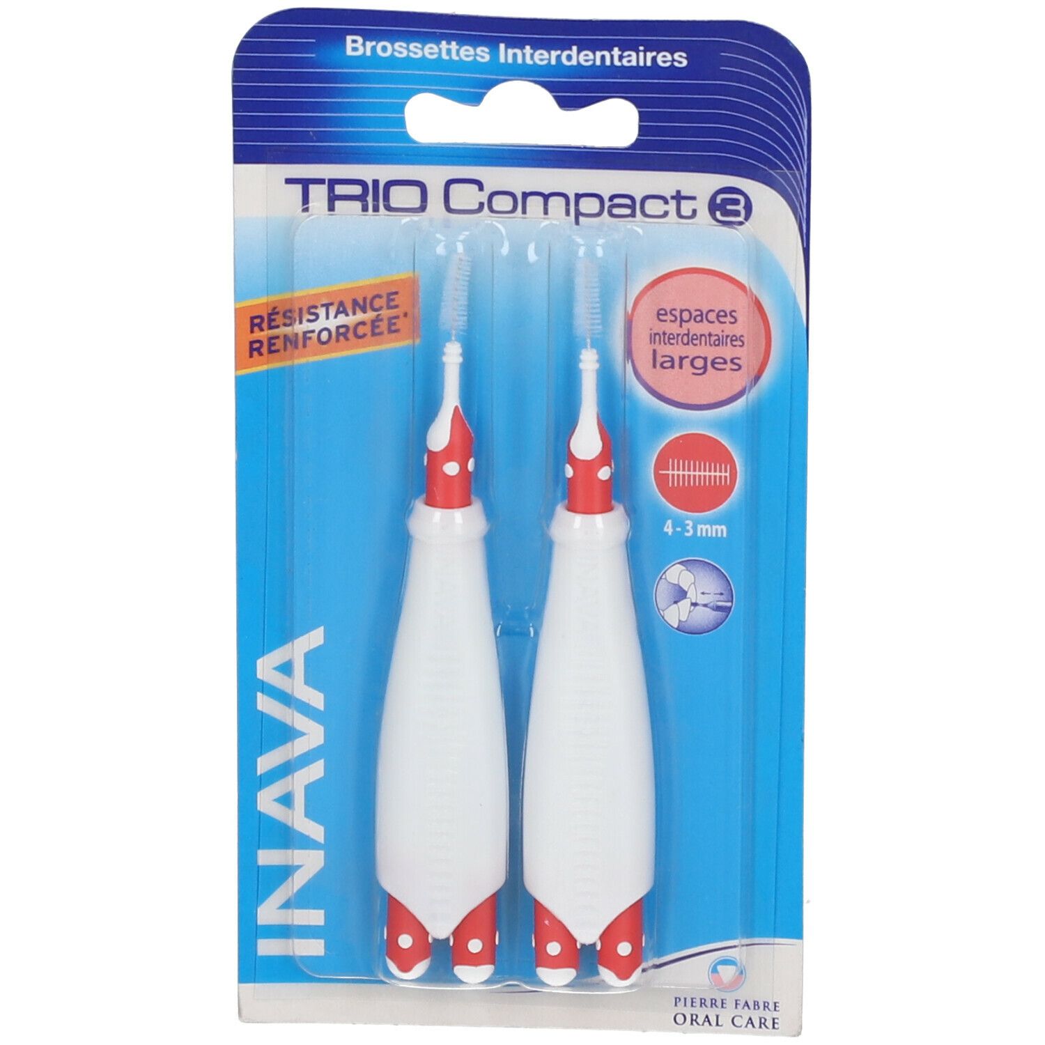 Inava Trio compact brossette Interdentaire rouge 3 - 4 mm