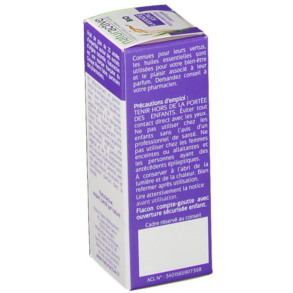 Huile essentielle Bio Lavande Aspic Naturactiv. Conseils d'utilisation et avertissements.