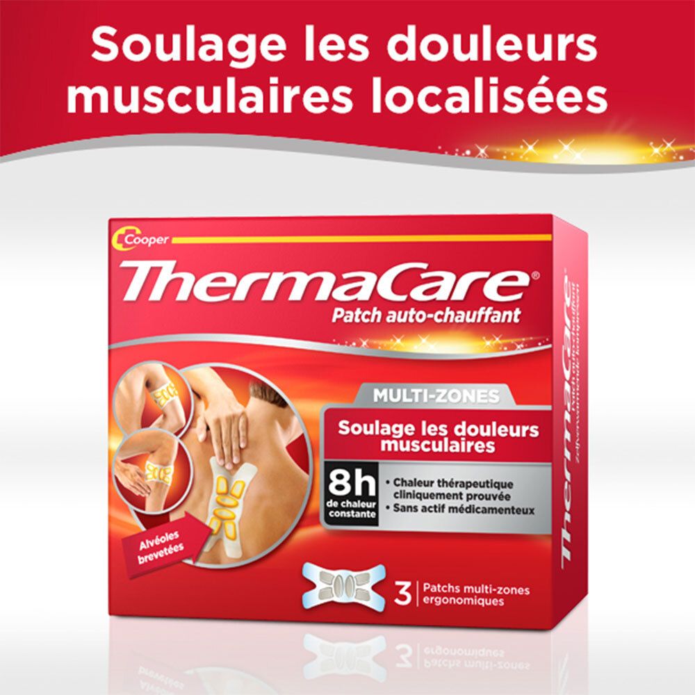 Thermacare Patch Auto-Chauffant Zones ciblées - Boîte de 3