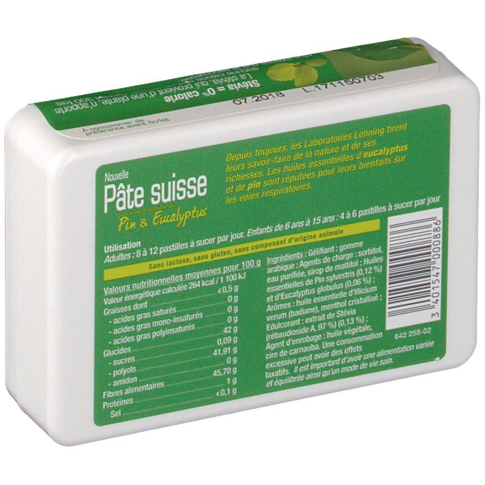 Lehning pâte suisse pastilles sans sucre