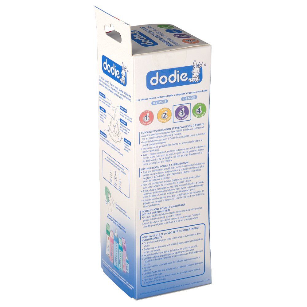 dodie® Evolution+ biberon 330 ml avec tétine débit 3 décor