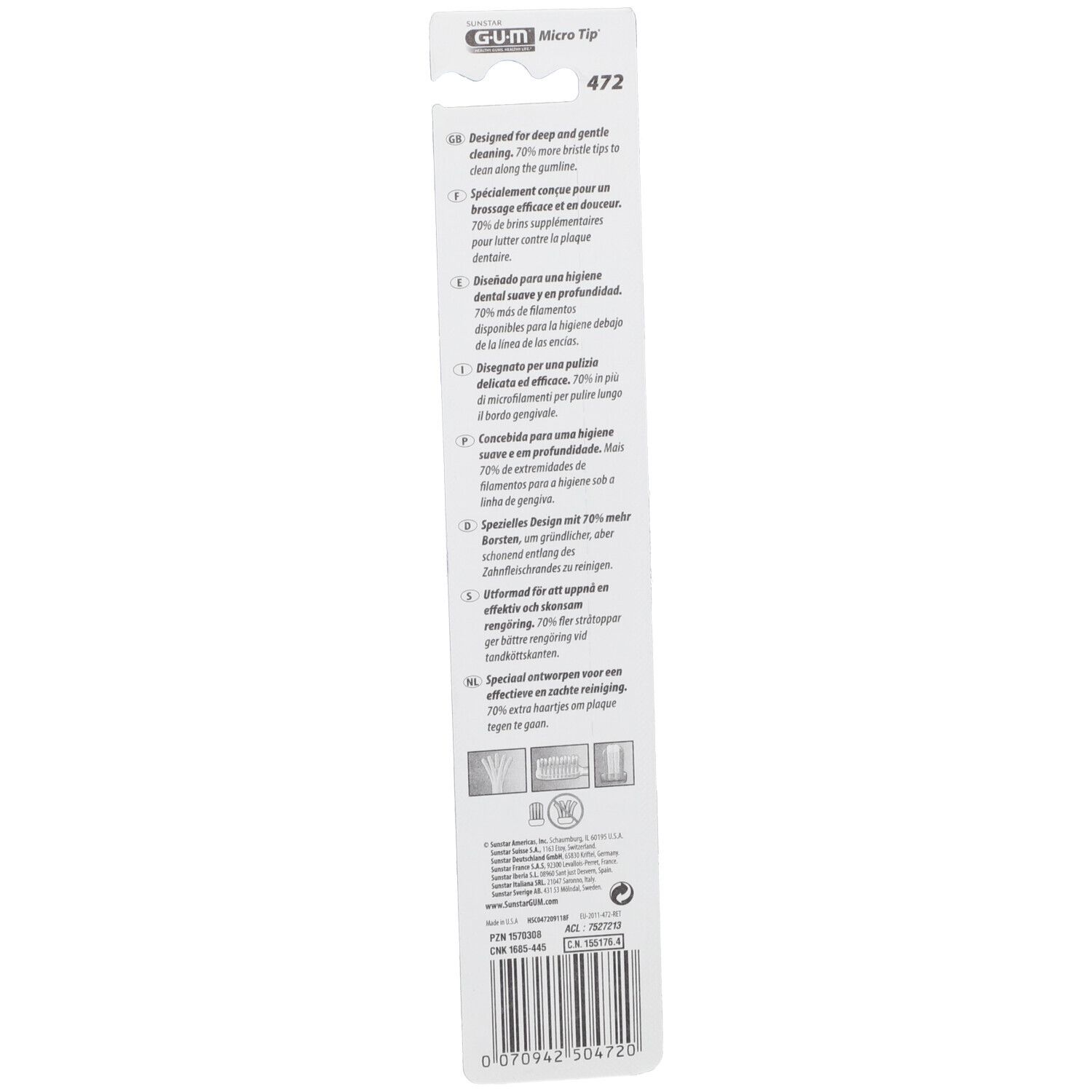 Gum® Microtip brosse à dents medium normale adultes