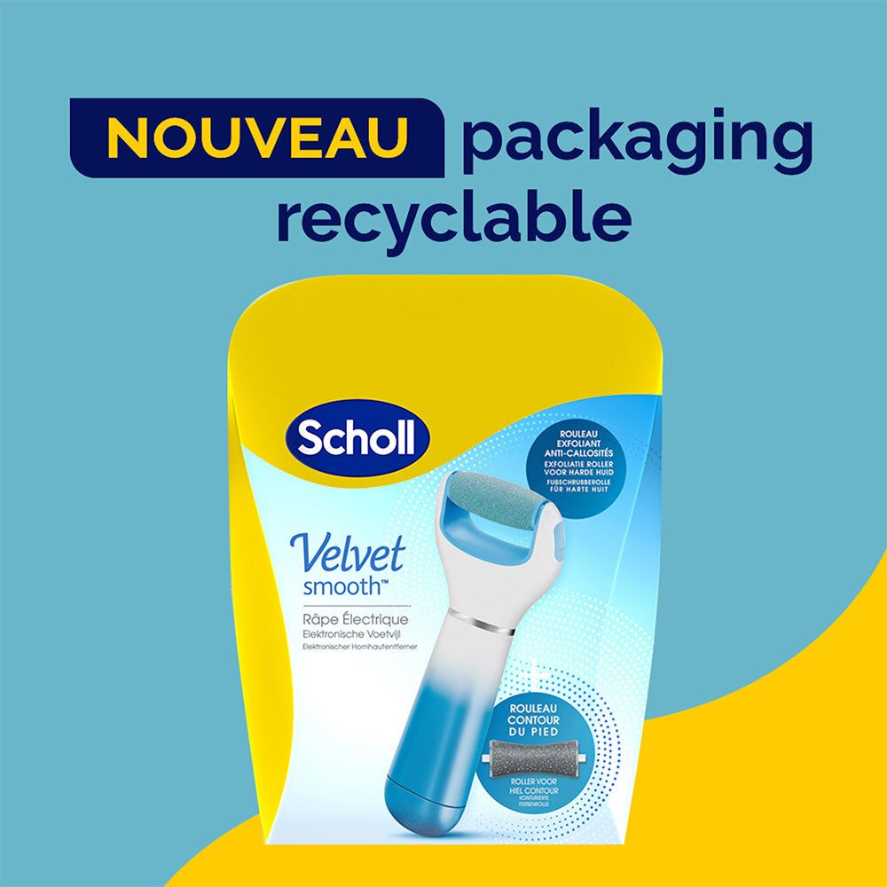 Scholl® Velvet Smooth™ Râpe Electrique Pieds Exfoliante & Contour Bleu