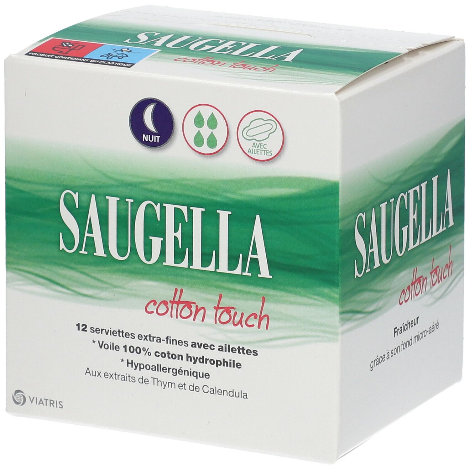 Saugella : Cotton touch serviette extra-fine avec ailettes jour
