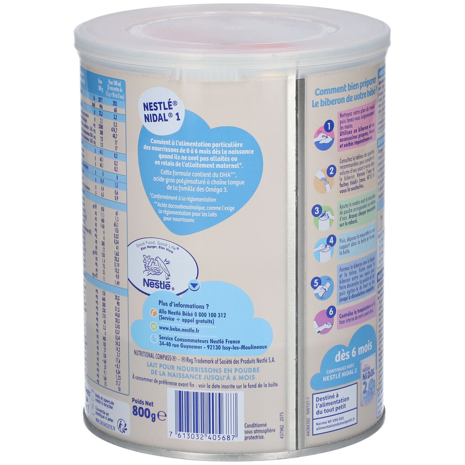 Nestlé nidal natea lait 1er âge 800g - Pharmacie Cap3000